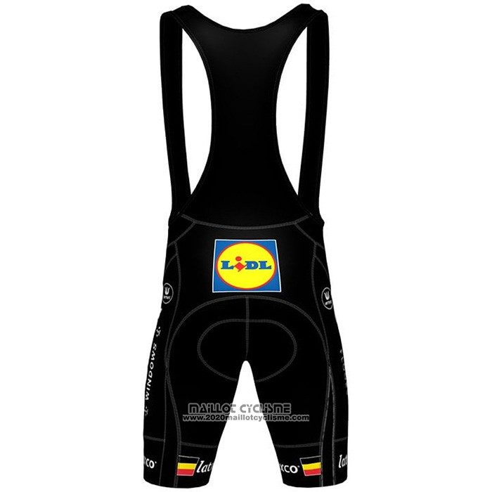 2021 Maillot Cyclisme Deceuninck Quick Step Noir Jaune Rouge Manches Courtes et Cuissard